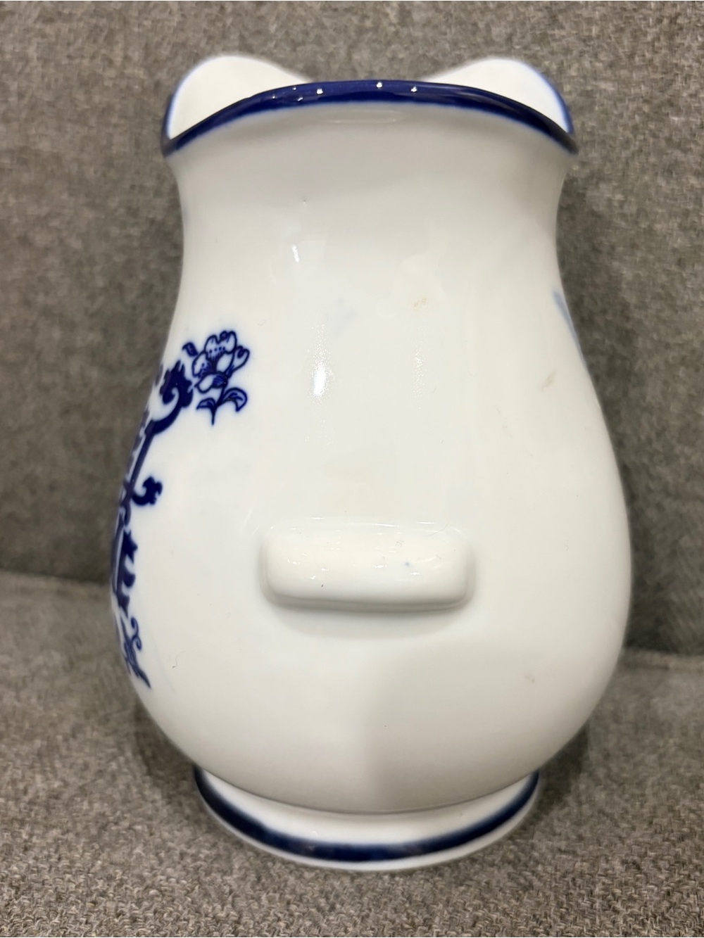 White Mini Ceramic Pitcher with Blue 'Home Sweet Home' Script - Picture 4 of 7